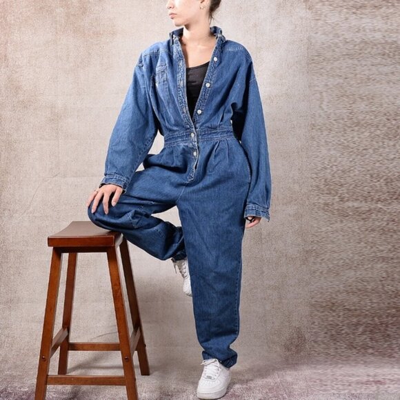 Perry Ellis Pants - Vintage 80s/90s Perry Ellis America x Levi Strauss Denim Jumpsuit (S)